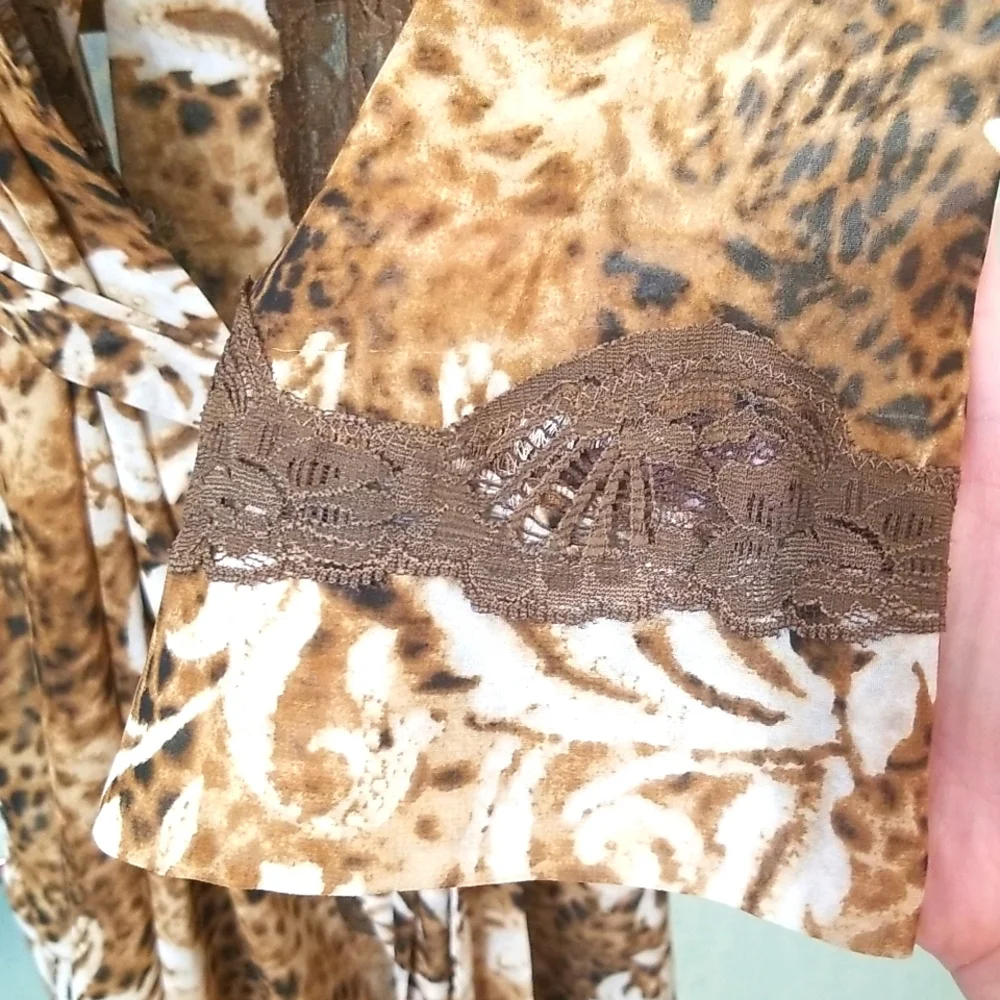 Floral Lace Robe Kimono Style Semi Sheer Cover Up Bridal Lounge Boudoir New 🇺🇦